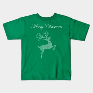 Merry Christmas White Reindeer Silhouette Kids T-Shirt